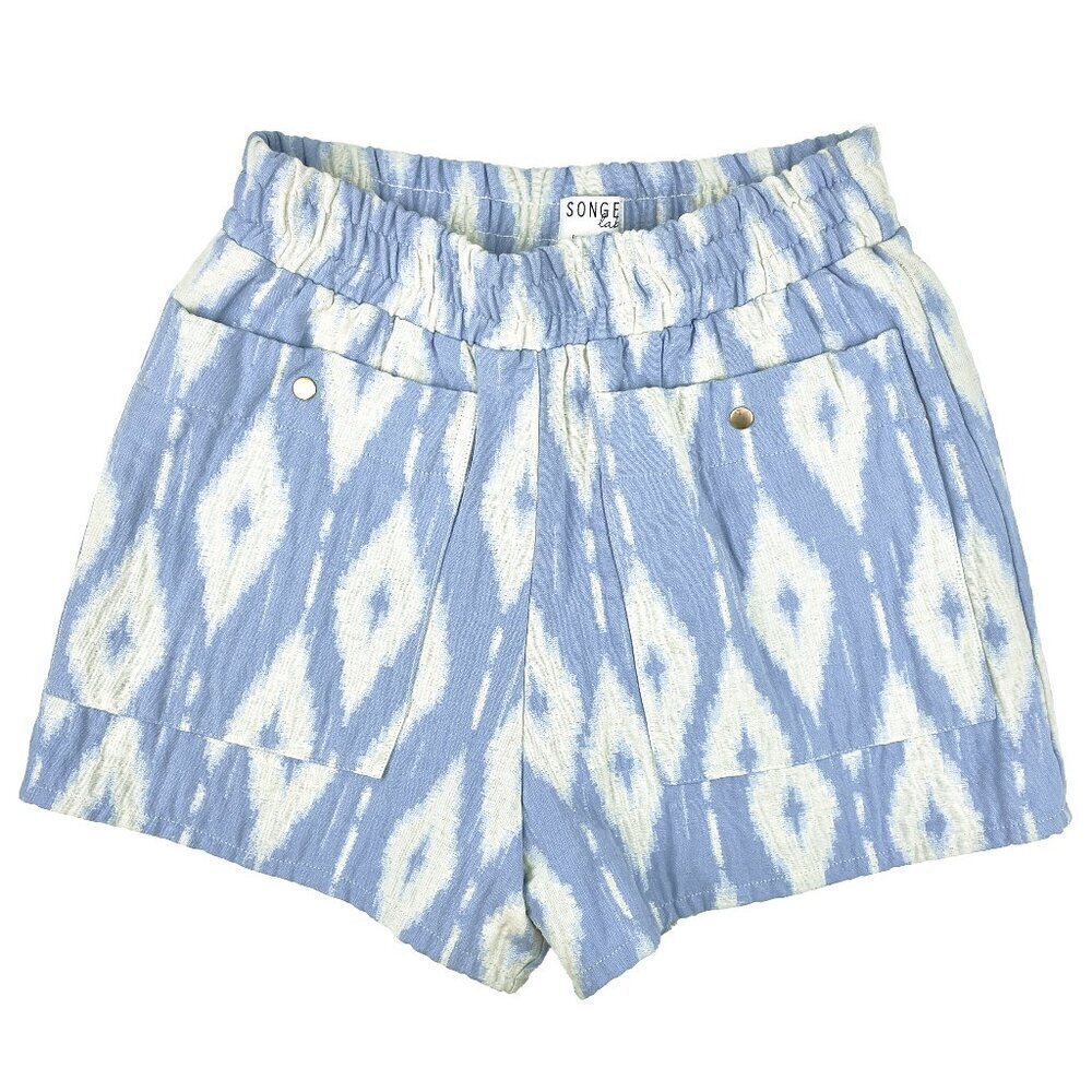 SONGE LAB French Coastal Cowgirl‎ High Cotton Argyle Blue White Shorts Size XXS
